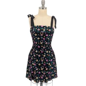 00580 NEW Anthropologie Corey Lynn Calter Floral Sequin Dress Black size Xsmall